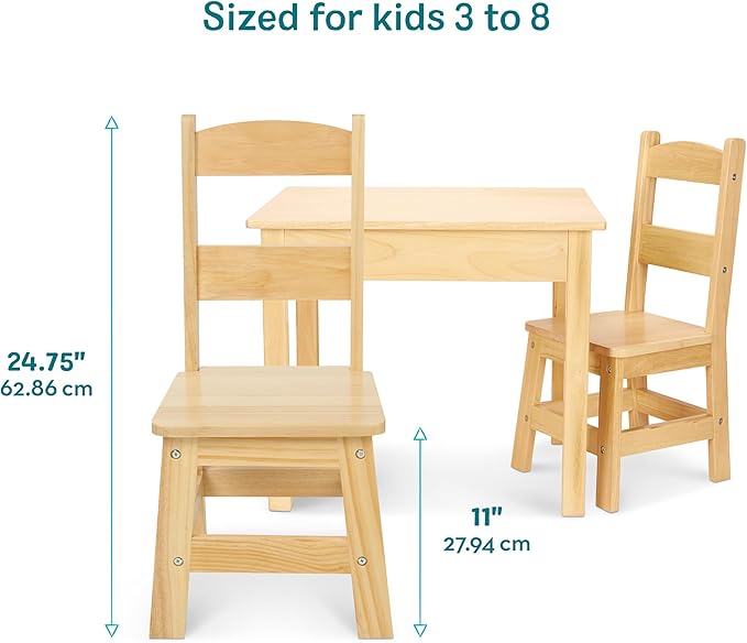 Melissa & Doug Solid Wood Kids Table and Chairs - Image 4