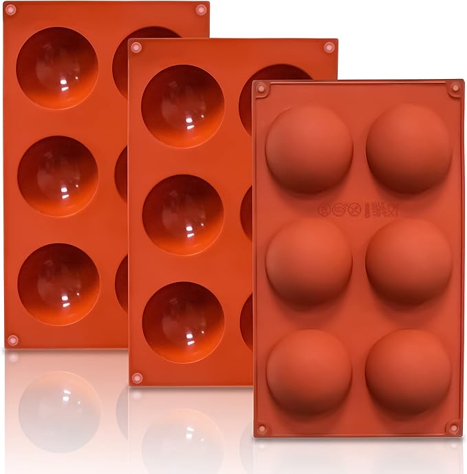 Lerykin 3 Pack Large 6-Cavity Semi Sphere Silicone Molds, Non-Stick Baking Mold by Lerykin