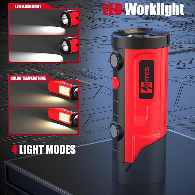 ohyes Work Light Compatible with Milwaukee 12V Battery Magnetic Max 650LM 2 in 1 Flash Light for Camping Jobsite & Workshop(Battery not Included)