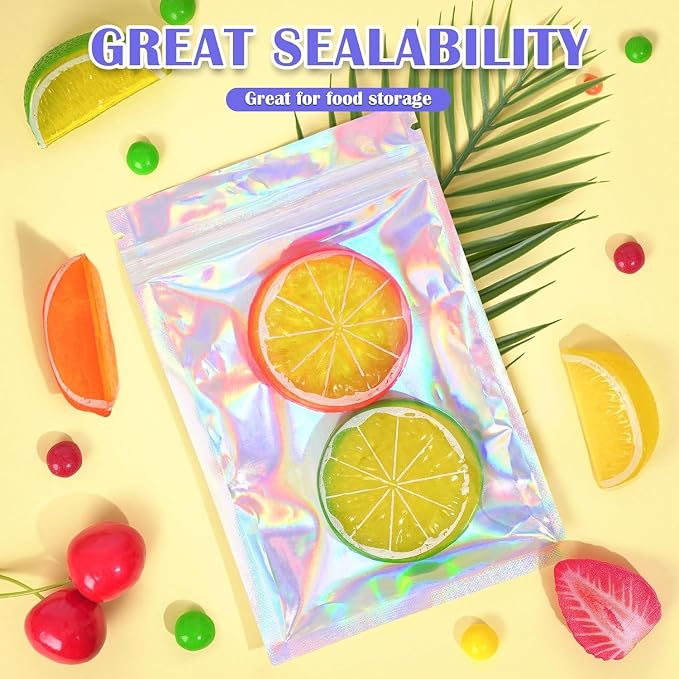 JETMORE 300 Pcs Mylar Bags 3x5in, Smell Proof Bags Foil Pouch, Holographic - Image 3