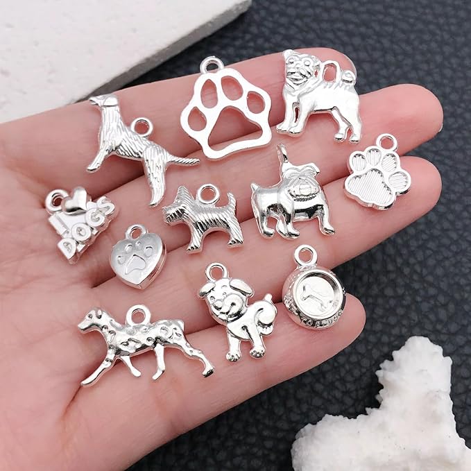WOCRAFT 60pcs Bright Silver Dogs Bracelet Charms - Image 2