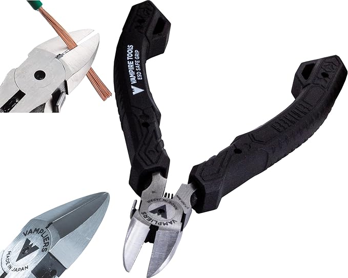 VAMPLIERS 4.75" Precision Flush Cutters. Made in Japan. Professional Grade Side by VampireToolsInc