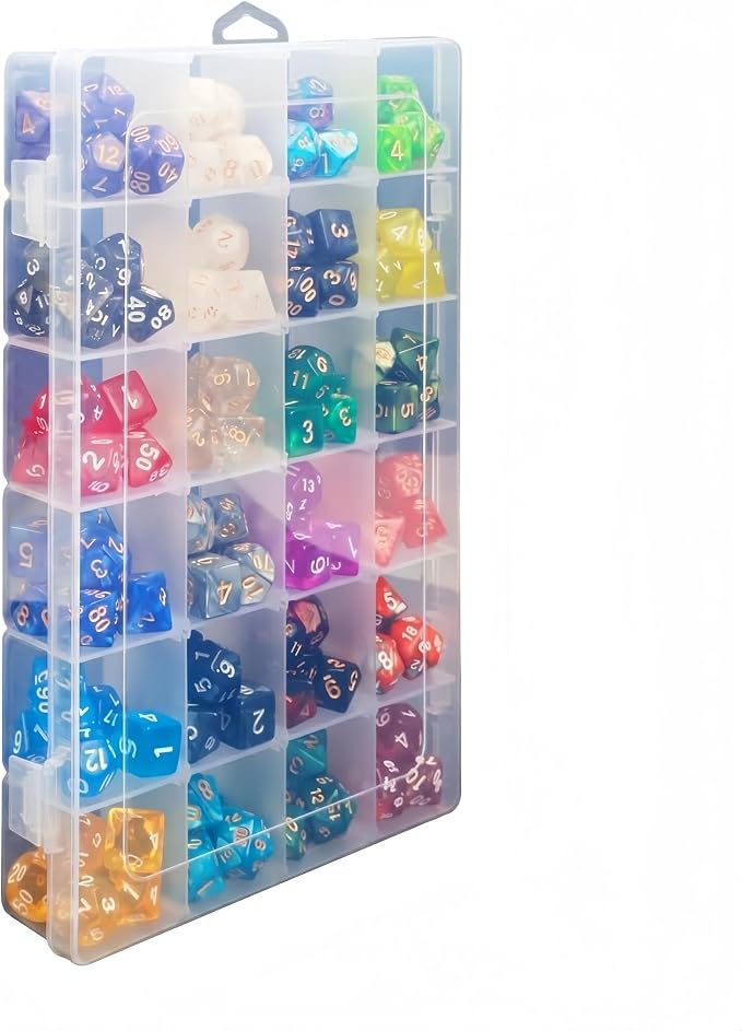 DND Dice Storage Box Each 24 Grids Polyhedral Dice Organizer by PUGED