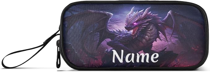 Custom Dragon Purple Pencil Case Box Boys Girls Personalized Name Large Pencil - Image 8