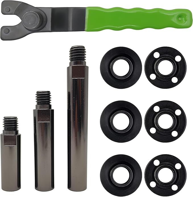 5/8"-11 Glossy Black Angle Grinder Extension Shaft Connecting Rod with Grinder Adjustable Spanner Wrench Flange Nut kit Car Polisher Airway Buff Extender Rotary Extension Kit(Black 3" & 4" & 5.5")
