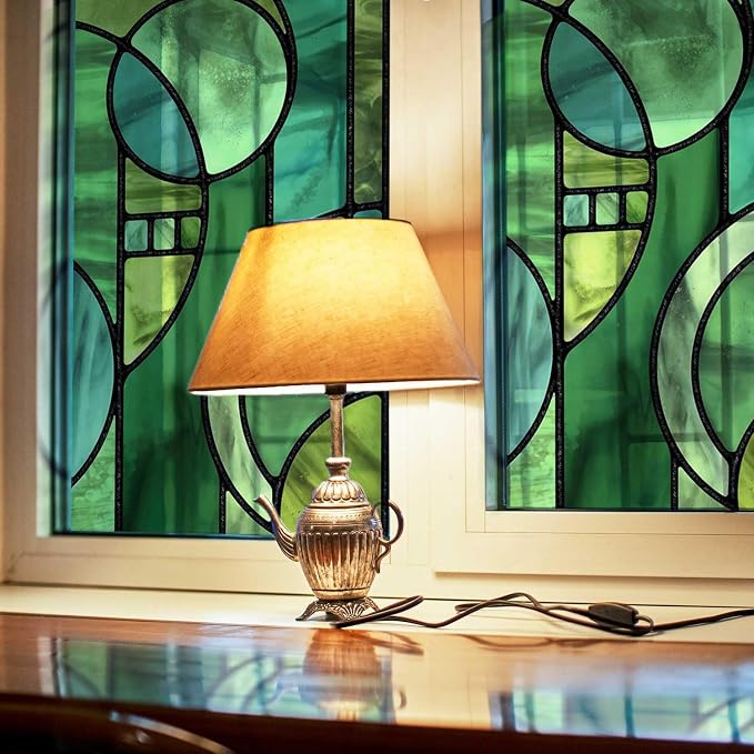 Original Hand Drawn Faux Stained Glass Window Film, Double-Sided Privacy Static by ChicSkin