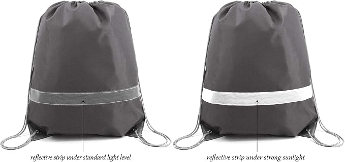 BeeGreen 20-Piece Grey Drawstring Backpacks, Reflective Cinch Sacks, DIY Blank - Image 5