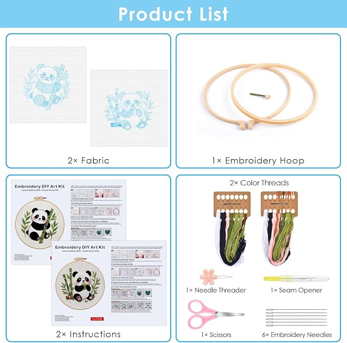 ERKOON Embroidery Kit for Beginners, 2 Set Flower Cross Stitch Set Include - Image 3