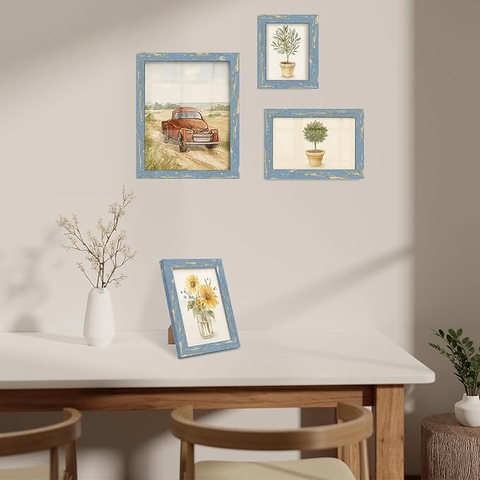 puthiac 8x10 Rustic Farmhouse Picture Frame, Denim Blue, 1 Pack | Distressed - Image 7