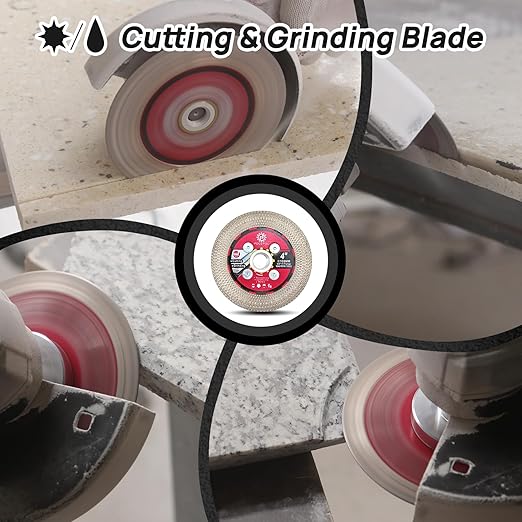 Diamond Tile Saw Blade - 4''(105mm) Cutting & Grinding Disc Wheel with 5/8"-11 Flange for Porcelain Ceramic Tile Marble Granite Artificial Stone with X Mesh Rim for Angle Grinder