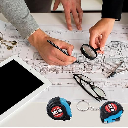 50 Pcs Mini Tape Measure Keychain 1 m/ 3 ft Retractable Pocket Etractable Small Measuring Tape Keychains with Lock Bulk Pocket Measuring Keychain for Construction Birthday Party Favors School Stuff