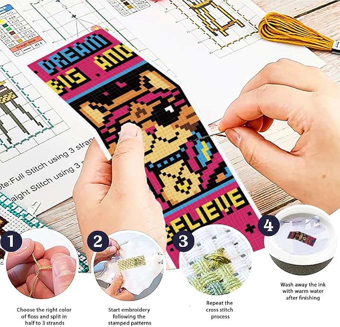 ACRNIGHEET 6PCS Cross Stitch Bookmark Kit - Image 4