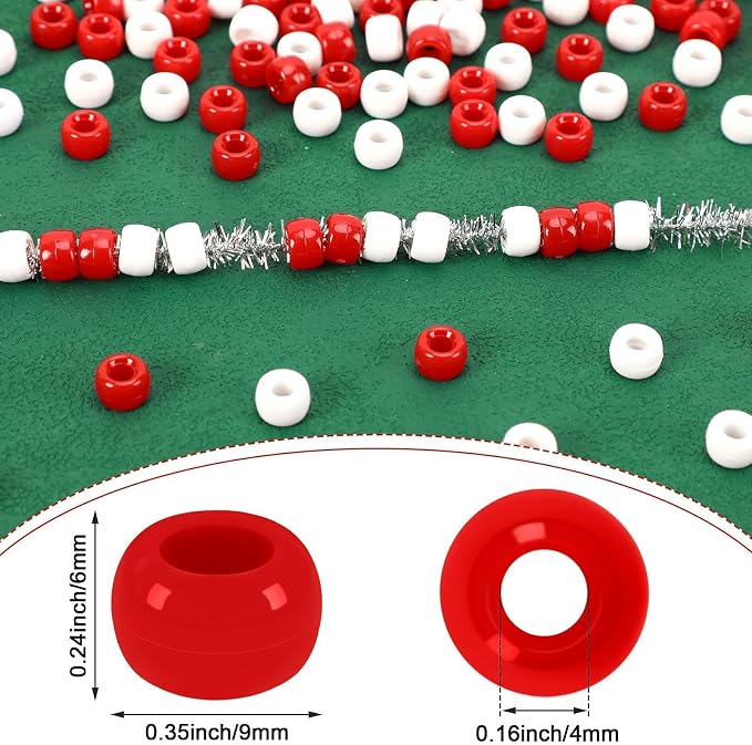 UPINS 1200Pcs Red White Pony Beads, Valentine's Day Pony Beads Bulk - Image 2