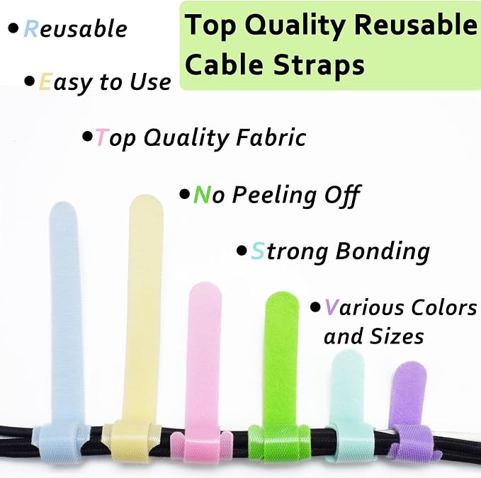 80pcs Cable Ties Reusable Macaron-inspired Color Wire Ties Cable Management - Image 5