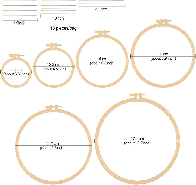 6 Pcs Embroidery Hoop 6 Size, Round Plastic Cross Stitch Hoop - Image 2