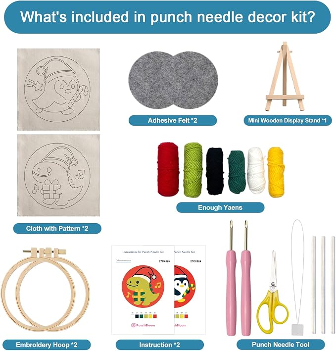 Christmas Punch Needle Kit for Adult Beginner, Easy Punch Embroidery Starter Set - Image 3