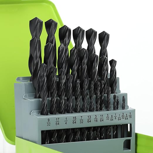 YOUGFIN Drill Bits, 29 Pieces High Speed Steel Drill Bit Set, Twist Jobber Length for Hardened Metal, Stainless Steel, Cast Iron and Wood Plastic with Indexed Storage Case, 1/16 Inch-1/2 Inch