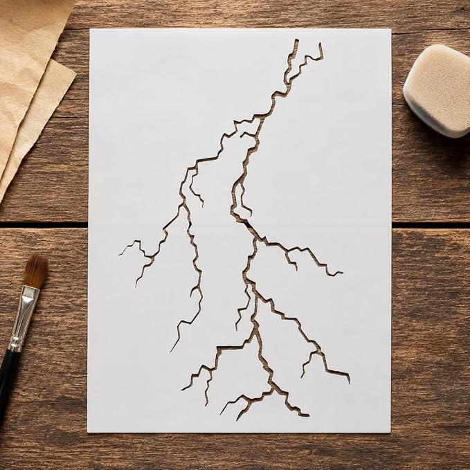 8.5x11 Inch Lightning Bolt Stencil Reusable Plastic Weather Fire Template | - Image 9