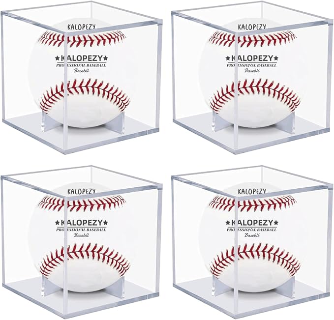 Baseball Display Case, Built-In Stand. 3.15" Square Fits Official Balls to by KALOPEZY