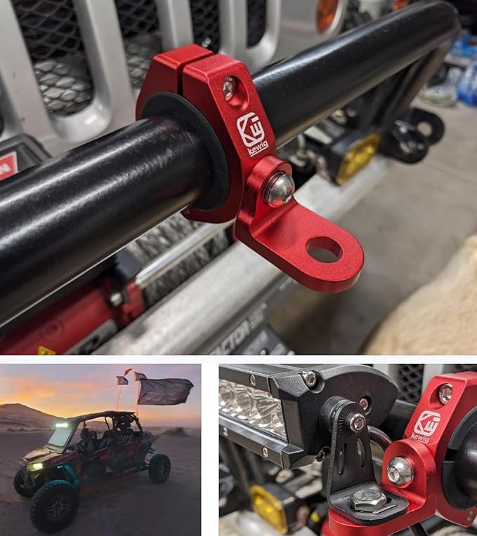 BRCOVAN 2PCS Whip Light Mount, Solid Aluminum Alloy UTV Flag Mounts, Off-Road LED Light Bar Mounting Bracket, Heavy Duty Roll Cage Clamp Holder Fit 1.5''/1.65'' /1.75''/1.85''/2'' Bars