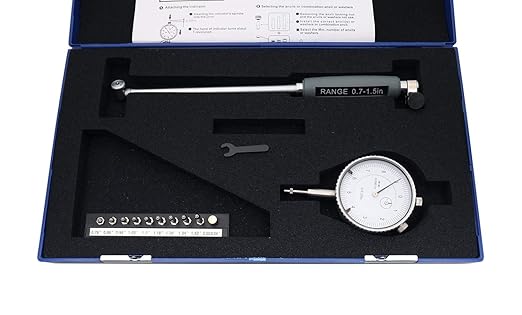 Accusize Industrial Tools 0.7-1.5'' by 0.0001'' Dial Bore Gage, Stem Length 6'', Ee20-1015