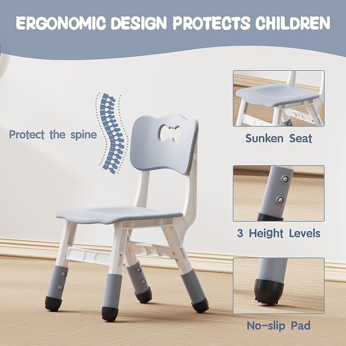 Brelley Height Adjustable Toddler Table and 4 Chairs Set, Graffiti Desktop - Image 5