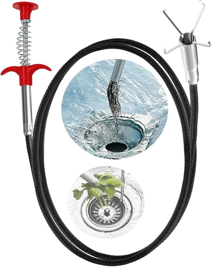 Drain Snake,76 inch Flexible Grabber Claw Pick Up Reacher Tool,Drain Clog Remover - Gutter Cleaning Tools for Home Sink, Bathroom Tub,Drain, Toilet, Tight Spaces