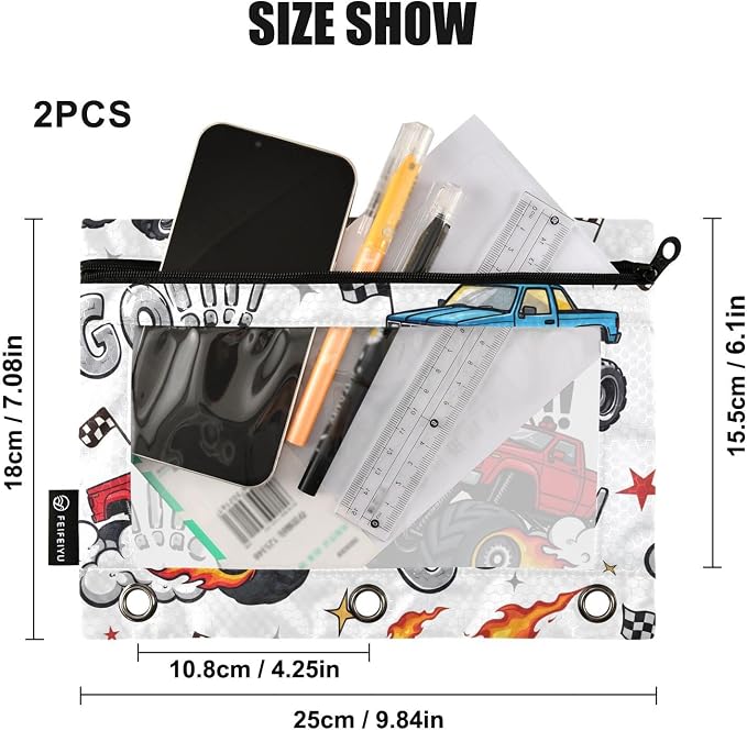 Truck Racing Car Flag Pencil Pouch - Image 3