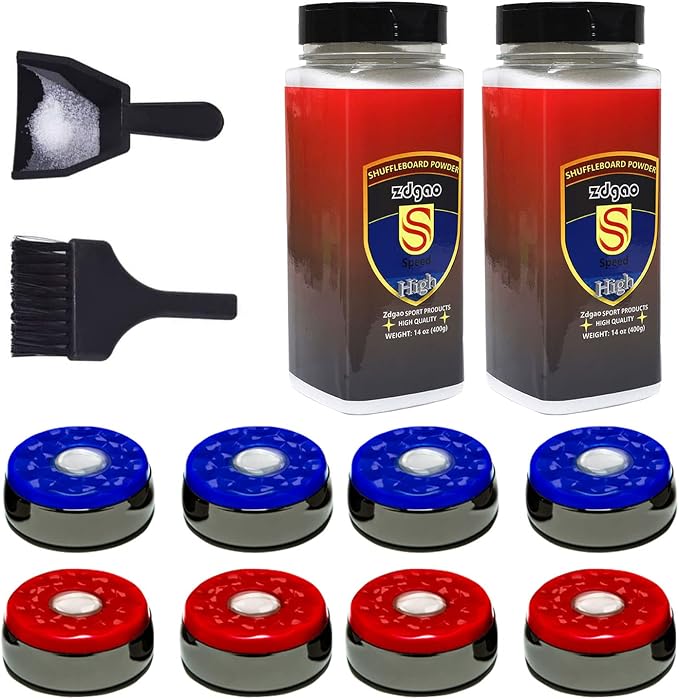 Shuffleboard Pucks w/ 2 Cans Shuffleboard Wax, Mini Dustpan and Brush - Image 4