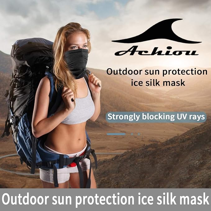 Achiou Cooling Neck Gaiter Face Cover Scarf, UV Protection Mask for Men and Women,Soft Windproof, Hiking Cycling Running