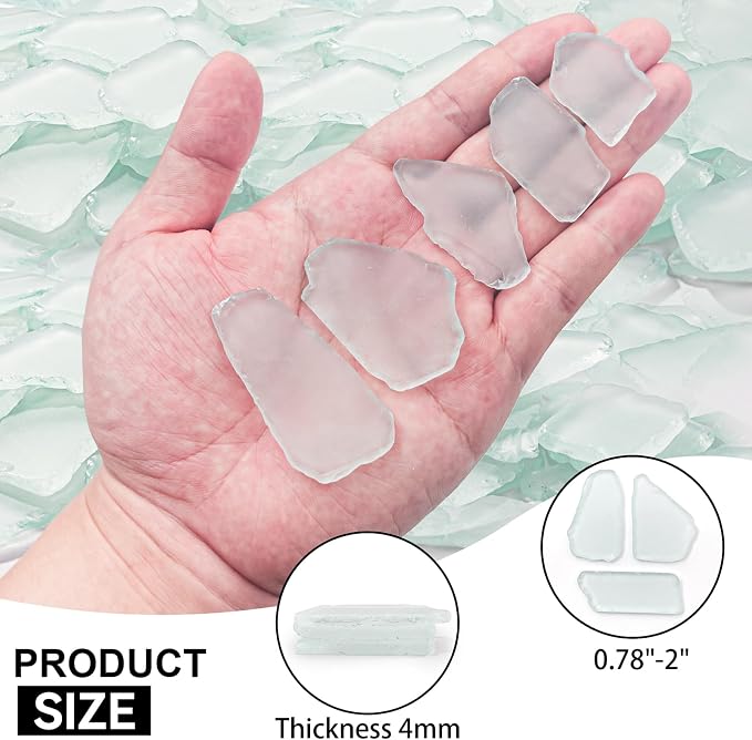 Keedolla Tumbled Sea Glass for Crafts - 10 OZ White Flat Frosted Seaglass - Image 3