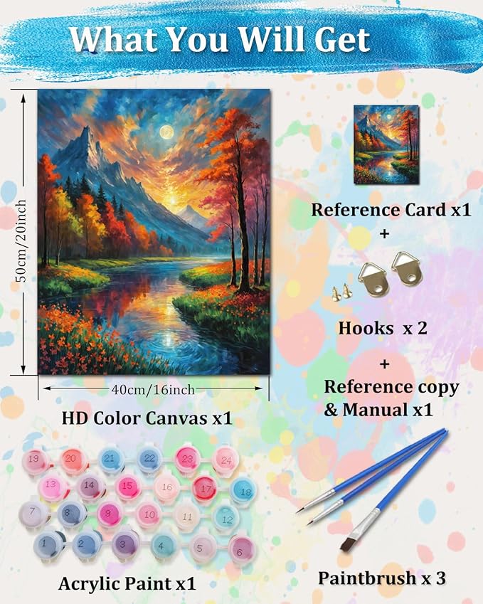 TOCARE Moonlit River Paint by Numbers Kit - Image 3
