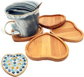 4PCS Mosaic Bamboo Coasters for Crafts, Blank Base Trays, Drinking Cup Coaster by Esweny