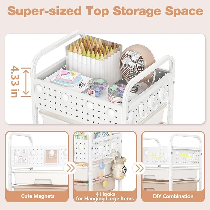 4 Drawer Rolling Storage Cart - Image 3