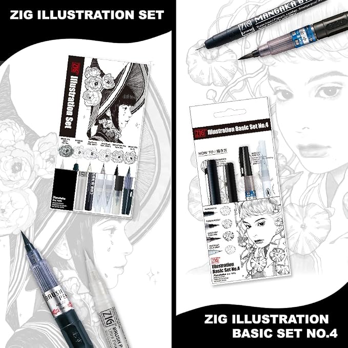 Kuretake Zig Inktober pen set, for Illustration, Manga Drawing, Lettering and - Image 7