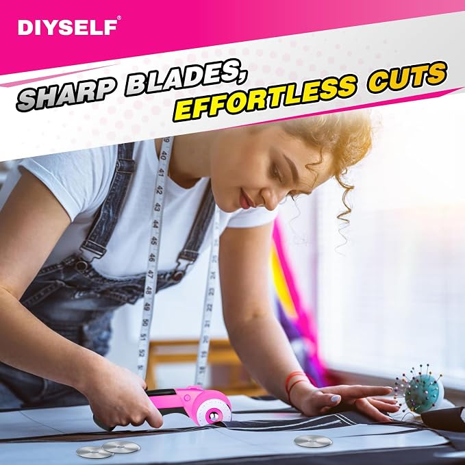 DIYSELF 45mm Rotary Cutter for Fabric, Safety Lock Ergonomic Handle, Quilting - Image 2