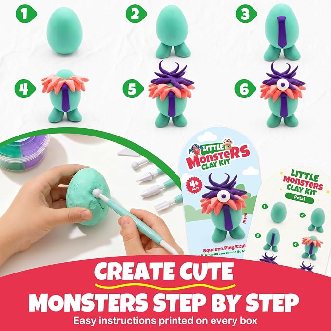 Air Dry Clay Kit for Kids, 12 Monsters Modeling Magic Clay Sculpting Set - Image 3