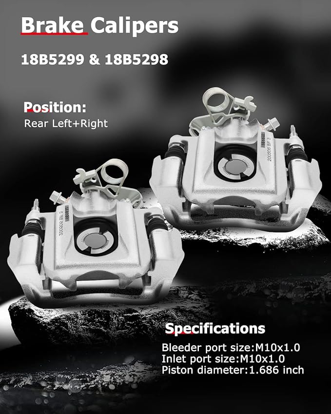 cciyu Rear Left & Right Brake Calipers Assembly w/Bracket 18B5299 18B5298 2011 2012 2013 2014 For Ford For Edge,2011 2012 2013 2014 2015 For Lincoln For MKX