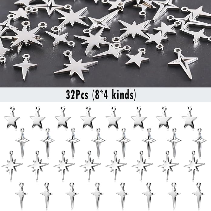32Pcs Fadeless Stainless Steel Charms - Image 3