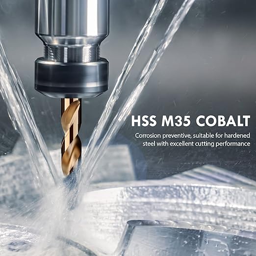 Metric 19Pcs M35 Cobalt Drill Bit Set, 1.0mm-10.0mm HSS Cobalt Jobber Drill Bits for Hardened Metals, Stainless Steel, Cast Iron and Wooden Plastics, with Metal Index Storage Box