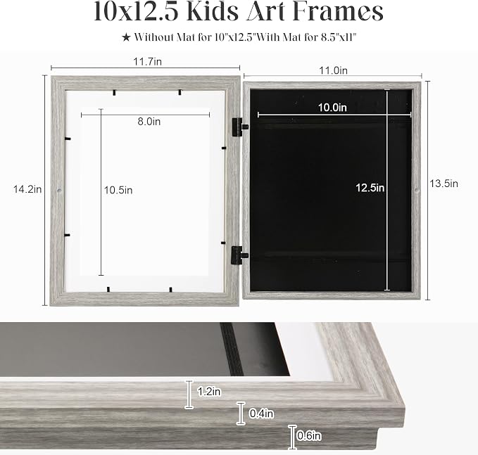 Kids Art Frames, 10x12.5 Front Opening Kids Artwork Frames Changeable, Holds 50 - Image 6