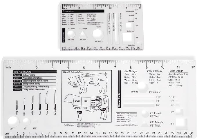 Culinary Ruler Cutting Reference Template Cooking Measurement | Acrylic by UPTTHOW