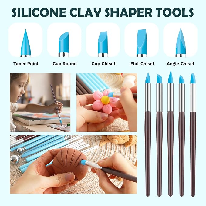 Thyrflen 18PCS Silicone Clay Sculpting Tools, Silicone Painting Brushes Kit - Image 2