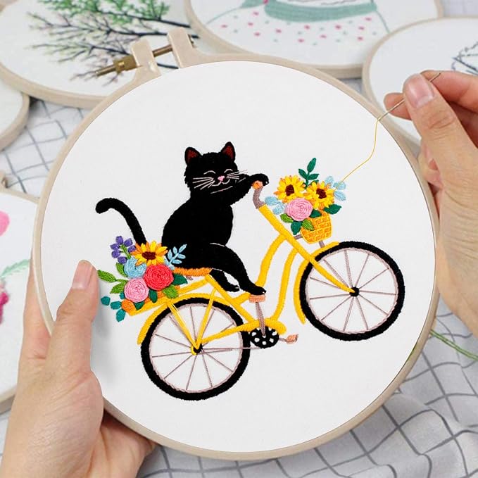 Louise Maelys Cat Bicycle Embroidery Kit - Image 4