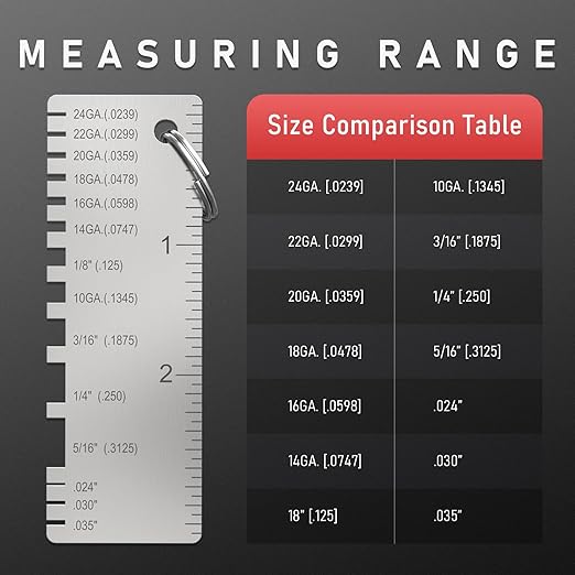 YESWELDER Round Dual Sided Metal Sheet Gage & Metal Sheet Thickness Gauge 2pcs Stainless Steel Wire Welding Gauge 2-Packs