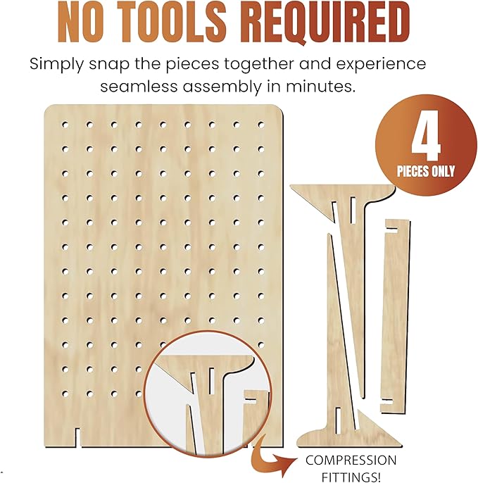 Torched Pegboard Display Stand for Jewelry, Craft Shows, Selling, Vendor Events, Tools, Peg Board Accessories Rack Organizer, Small 5.88" L x 4.3" W x 9.88" H, Natural