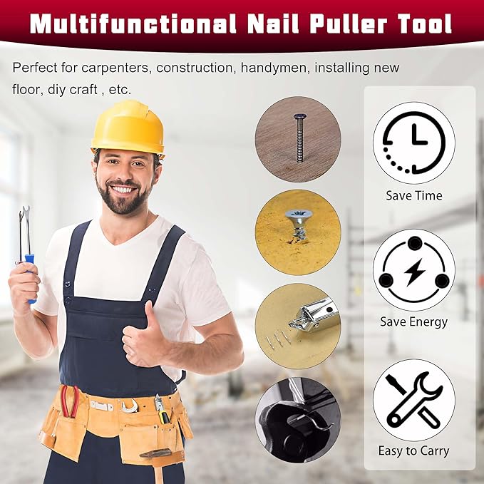 4Pcs Upholstery Staple Remover Tool Set with End Cutting Plier, Staple Puller, Nail Puller Plier, Tack Lifter, Zipper Bag,Fastener Remover Tools for Furniture Carpet Floor Wall Photo Frame