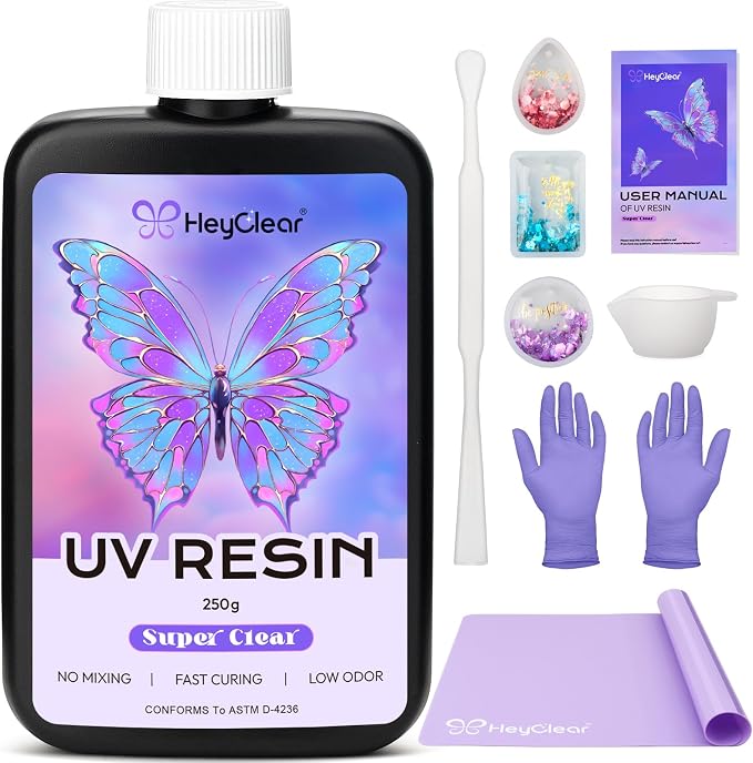 HeyClear 250g UV Resin kit -Crystal Clear, Hard UV Epoxy Resina para by HeyClearResin