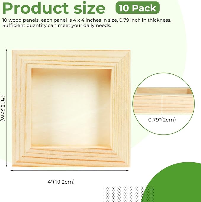 FSWCCK 10 Pack 4 x 4 inch Wood Panel Boards, Unfinished Wood Canvas Panels - Image 2