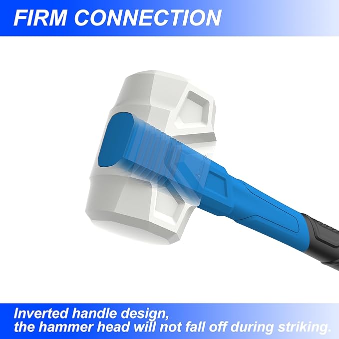 Real Steel Rubber Mallet Hammer 32 OZ White Rubber Hammer with Solid Head, Double-faced Mallets for Flooring, Woodworking, Camping, Automotive 0323